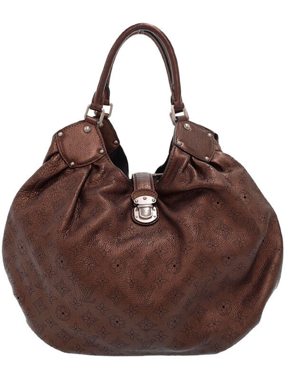 Louis Vuitton Mahina Hobo Shoulder Bag Leather Brown